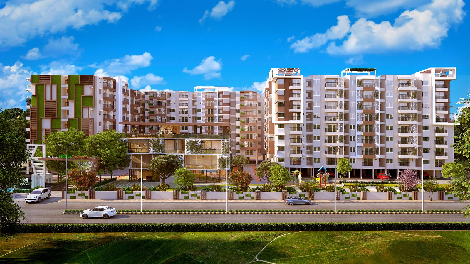 Green Boulevard building elevation - Modern architecture Sarjapur